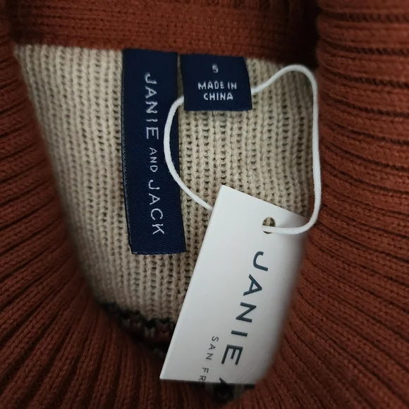 Janie & Jack Fair Isle Dog Shawl Collar Pullover Sweater - Picture 3 of 7